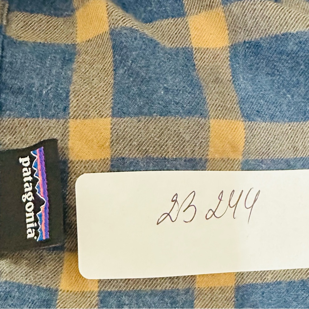 Patagonia Plaid Long Sleeve Organic Cotton Button‎ Shirt XXL Men's Blue Olive - Picture 7 of 7